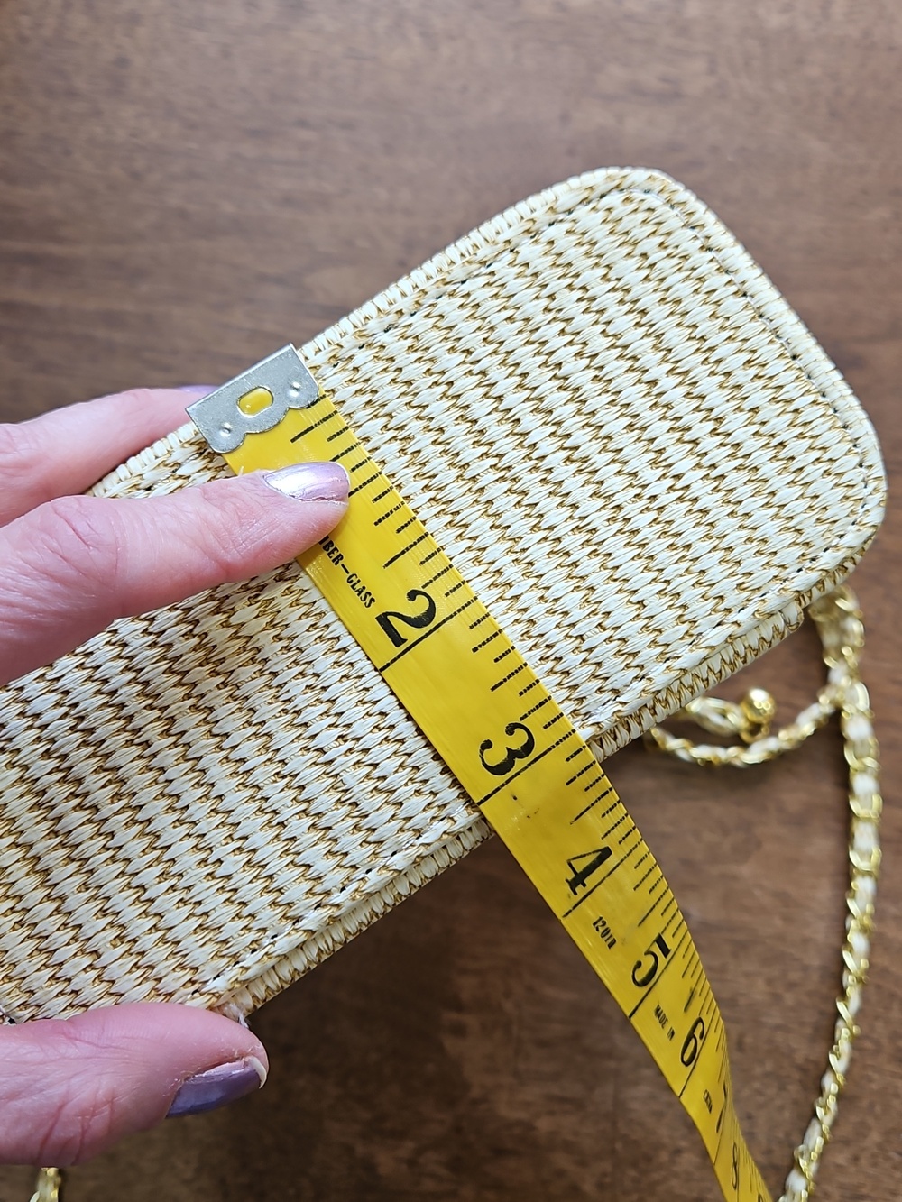 Woven Straw Top-Handle Shoulder Bag in Cream and Tan - Picture 15 of 17